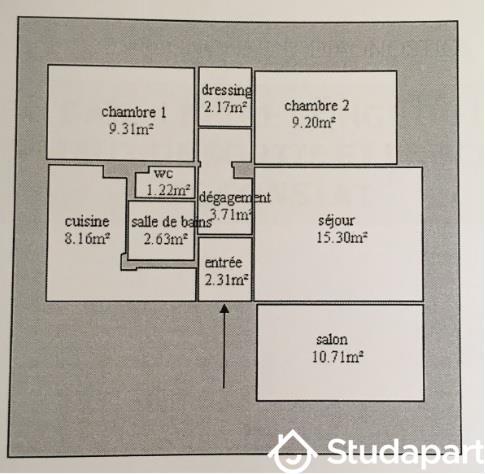 Chambre - 10 m² - 1 pièce