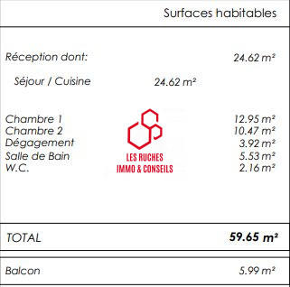 Appartement - 60 m² - 3 pièces