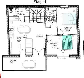 Appartement - 62 m² - 3 pièces