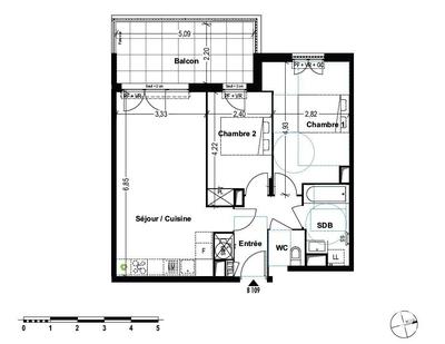 Appartement - 59 m² - 3 pièces