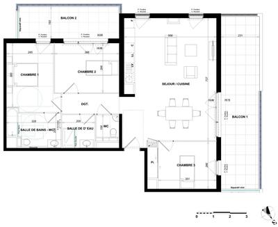 Appartement - 93 m² - 4 pièces