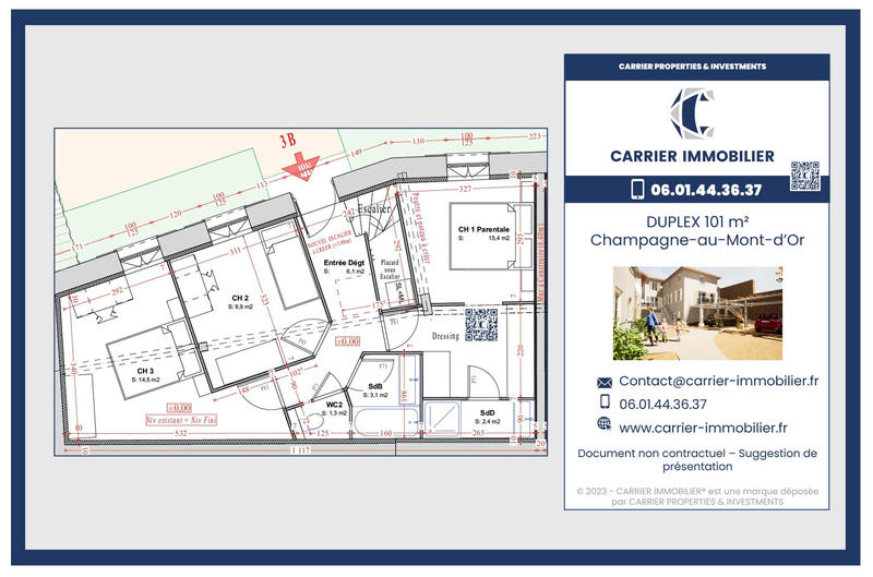 Duplex - 101 m² - 5 pièces