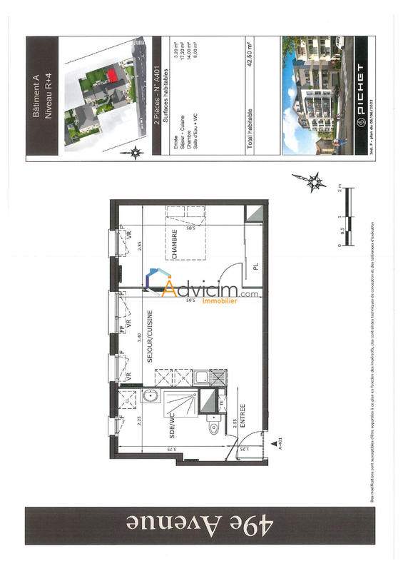 Appartement - 42 m² - 2 pièces