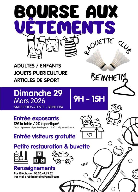 Bourse aux vêtements, jouets et puériculture