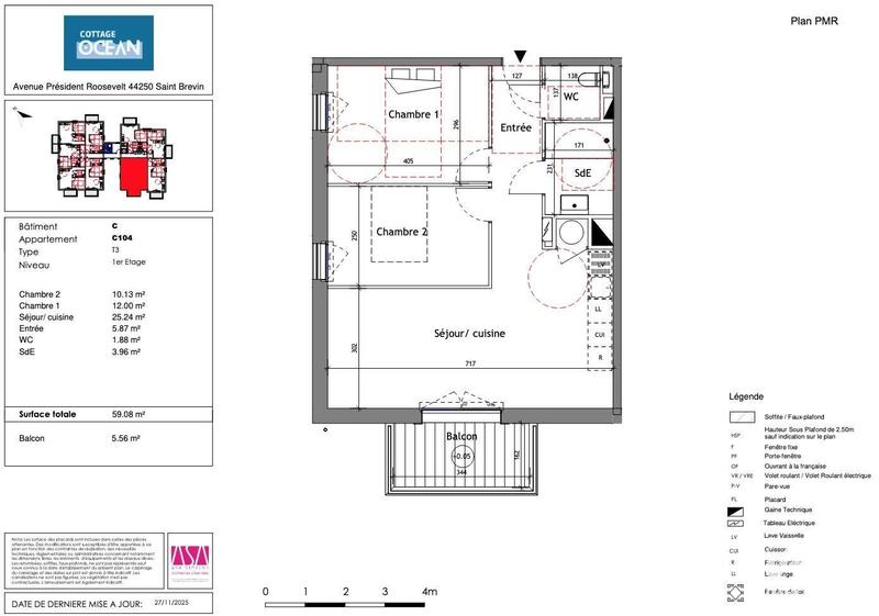 Appartement - 59 m² - 3 pièces