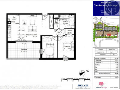 Appartement - 69 m² - 3 pièces