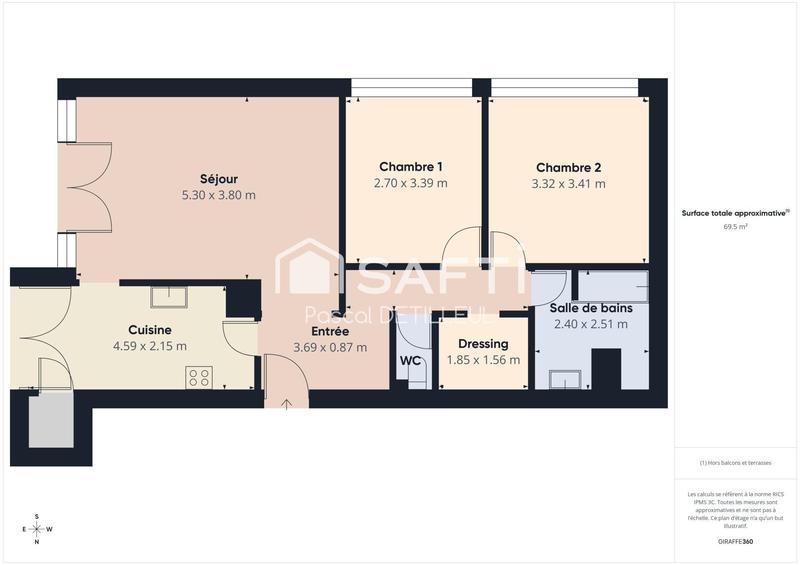 Appartement - 69 m² - 3 pièces