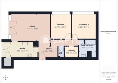 Appartement - 69 m² - 3 pièces