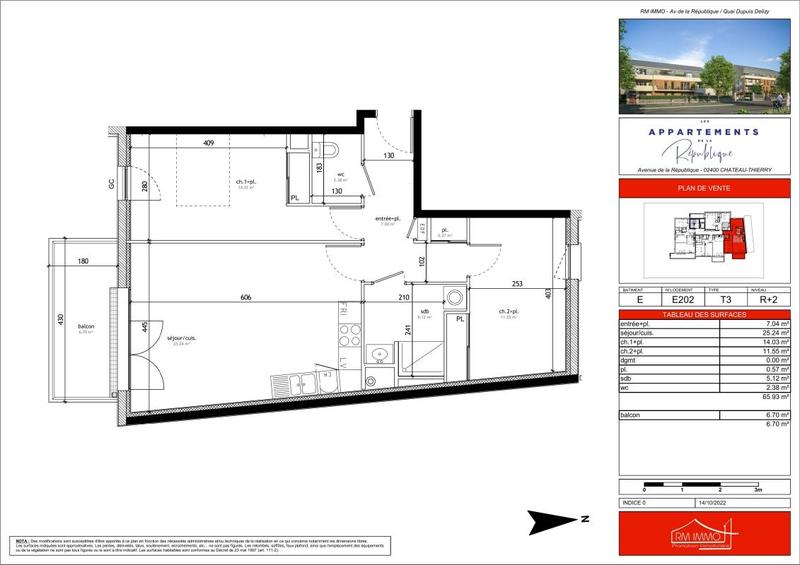 Appartement - 65 m² - 3 pièces