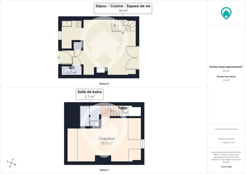 Maison - 30 m² - 2 pièces