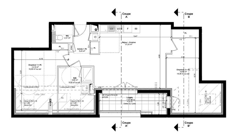 Appartement - 68 m² - 3 pièces