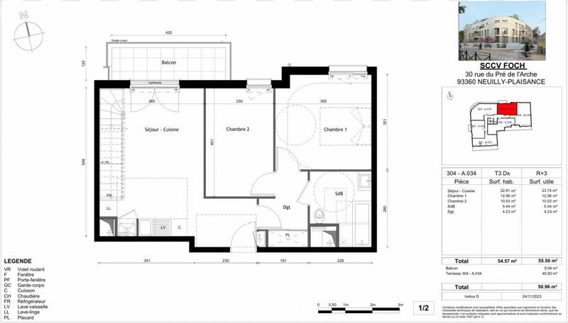 Appartement - 54 m² - 3 pièces