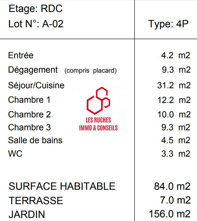 Appartement - 84 m² - 4 pièces