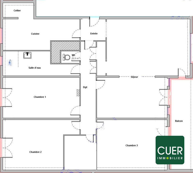 Appartement - 93 m² - 5 pièces