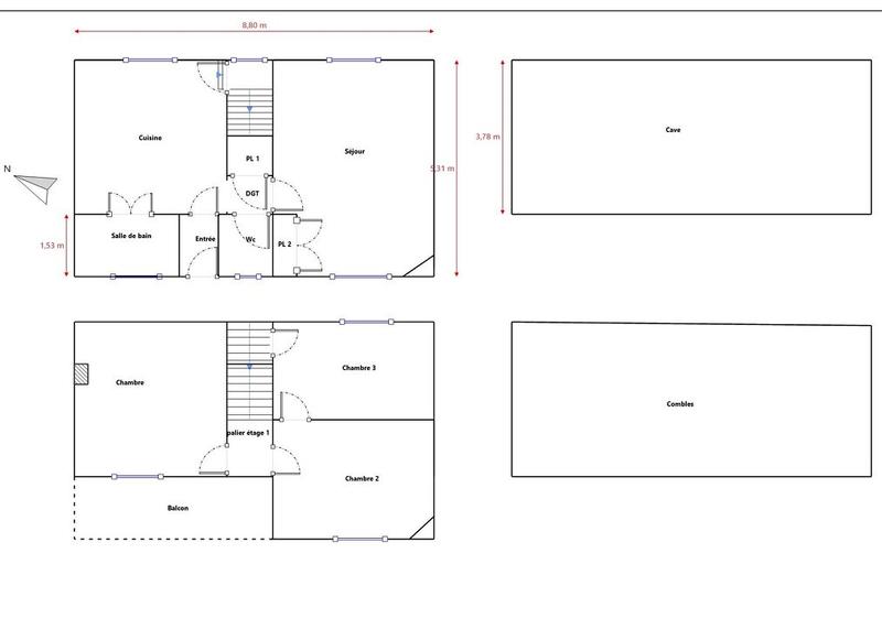 Maison ancienne - 78 m² - 4 pièces