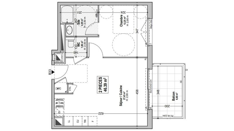Appartement - 46 m² - 2 pièces