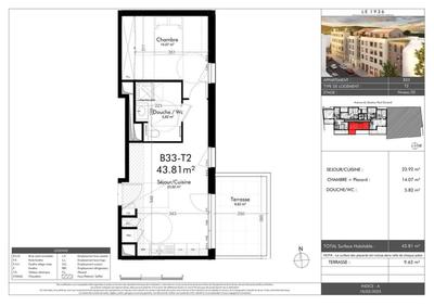 Appartement - 43 m² - 2 pièces