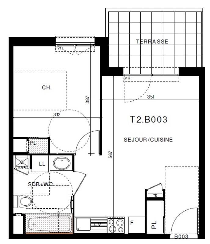Appartement - 39 m² - 2 pièces