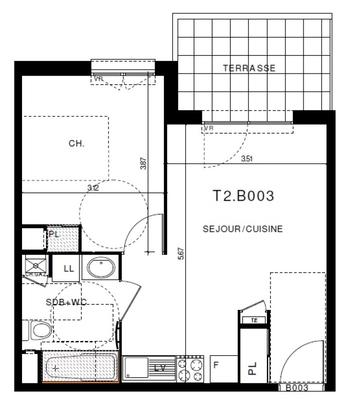 Appartement - 39 m² - 2 pièces