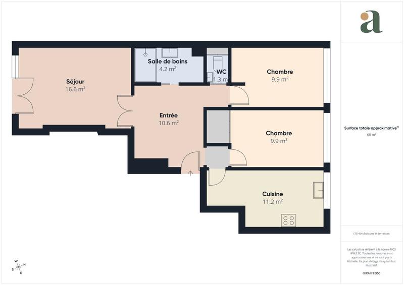 Appartement ancien - 68 m² - 3 pièces