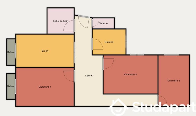 Chambre - 9 m² - 1 pièce