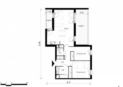 Appartement - 66 m² - 3 pièces