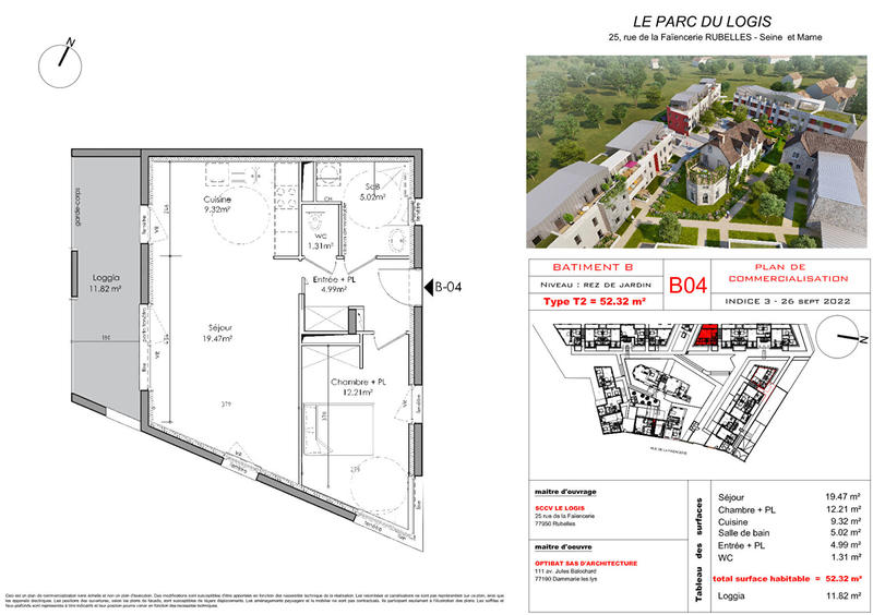 Appartement - 52 m² - 2 pièces