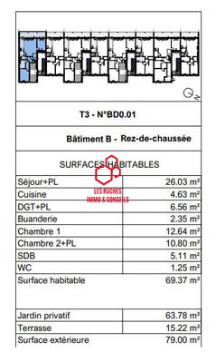 Appartement - 69 m² - 3 pièces