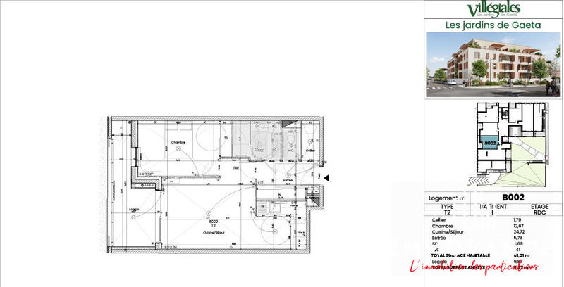 Appartement - 51 m² - 2 pièces