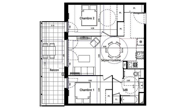 Appartement - 58 m² - 3 pièces