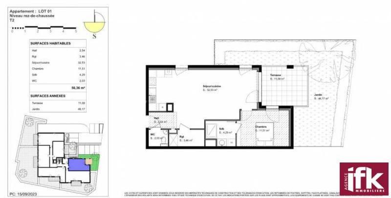 Appartement - 56 m² - 2 pièces