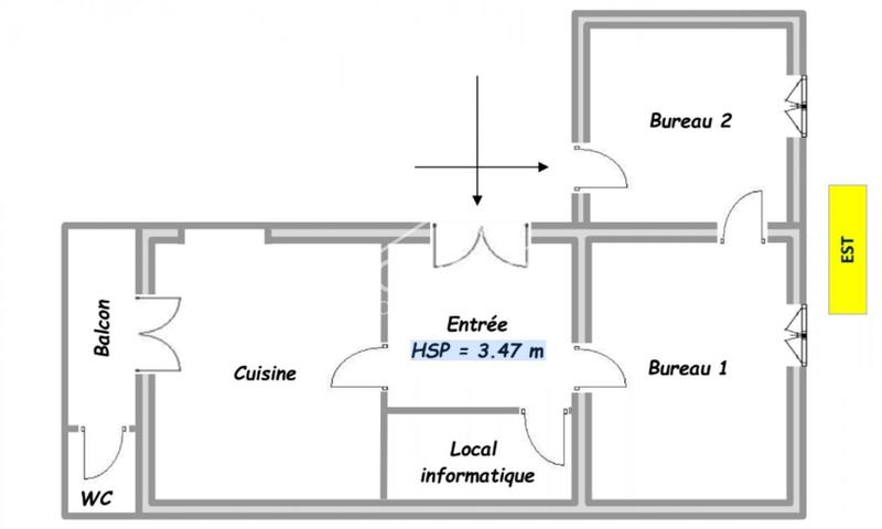 Bureau - 20 m² - 3 pièces