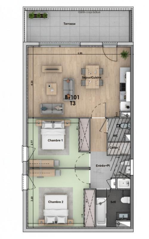 Appartement - 62 m² - 3 pièces