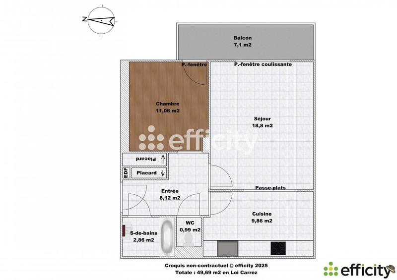 Appartement - 49 m² - 2 pièces