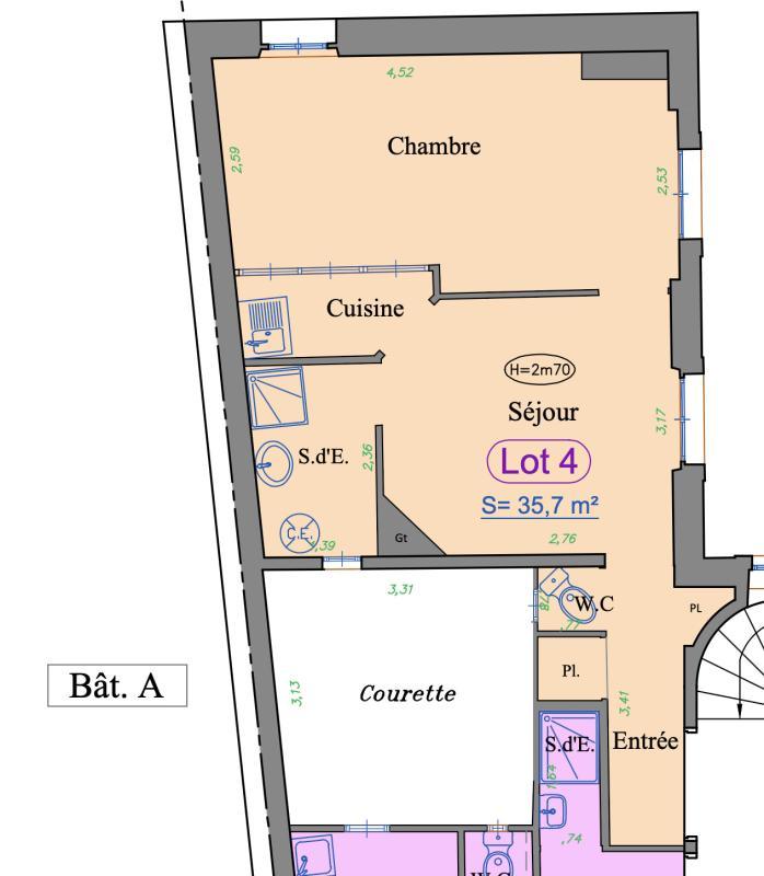 Appartement - 36 m² - 3 pièces