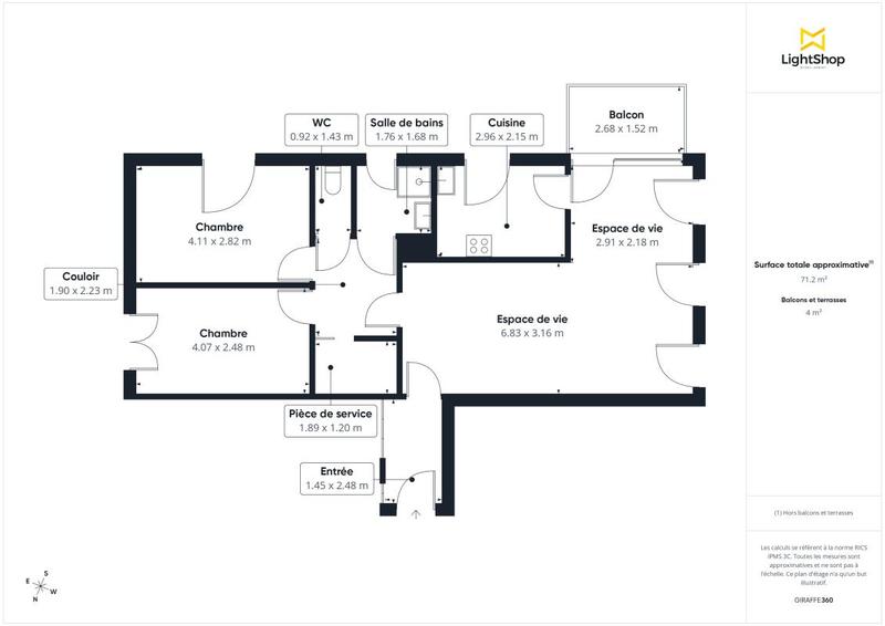 Appartement - 72 m² - 3 pièces