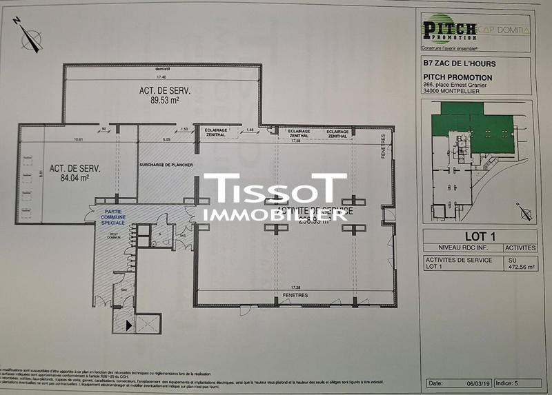 Bureau - 473 m² - 1 pièce
