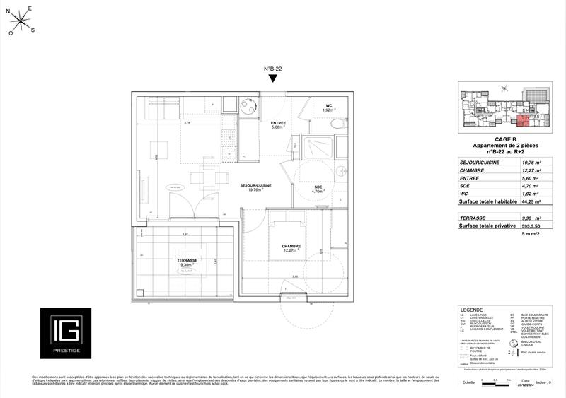 Appartement - 44 m² - 2 pièces