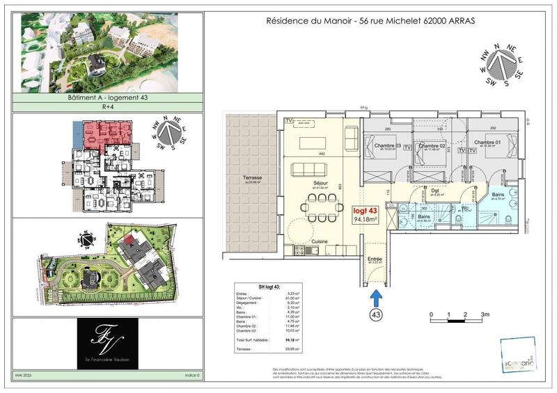 Appartement - 94 m² - 4 pièces