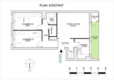 Appartement - 54 m² - 3 pièces