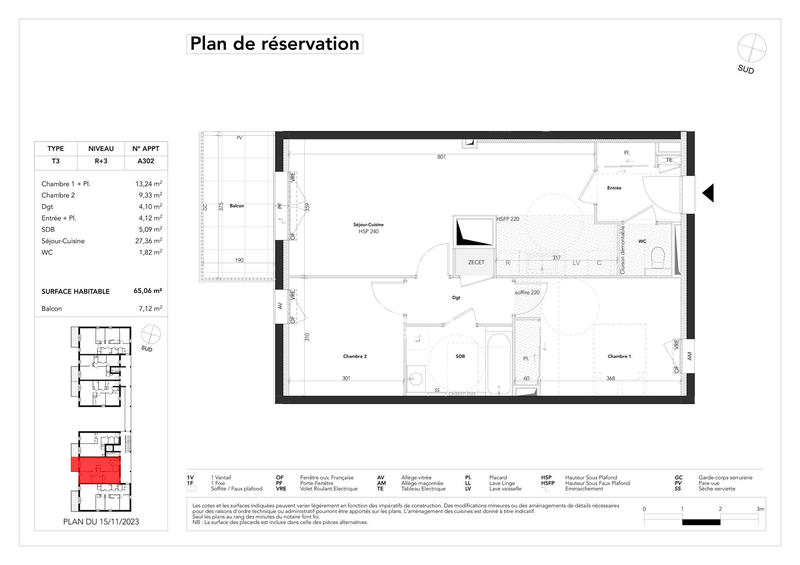 Appartement - 65 m² - 3 pièces