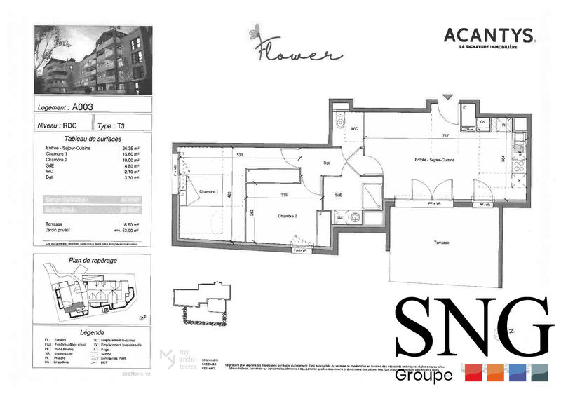 Appartement - 62 m² - 3 pièces
