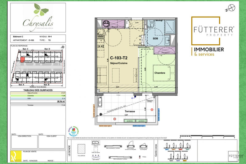 Appartement - 39 m² - 2 pièces