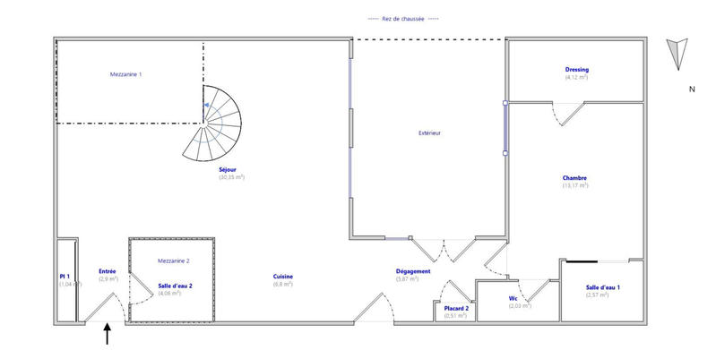Appartement - 90 m² - 3 pièces