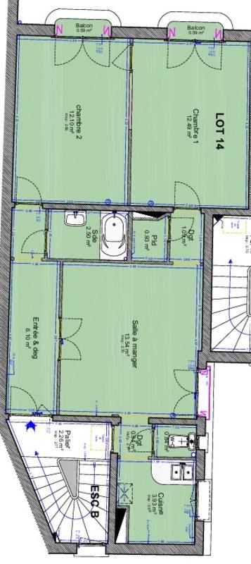 Appartement - 56 m² - 3 pièces