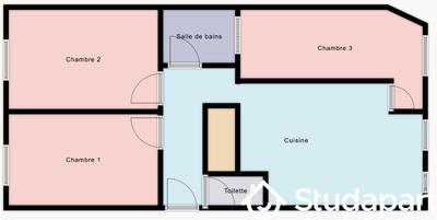 Chambre - 18 m² - 1 pièce