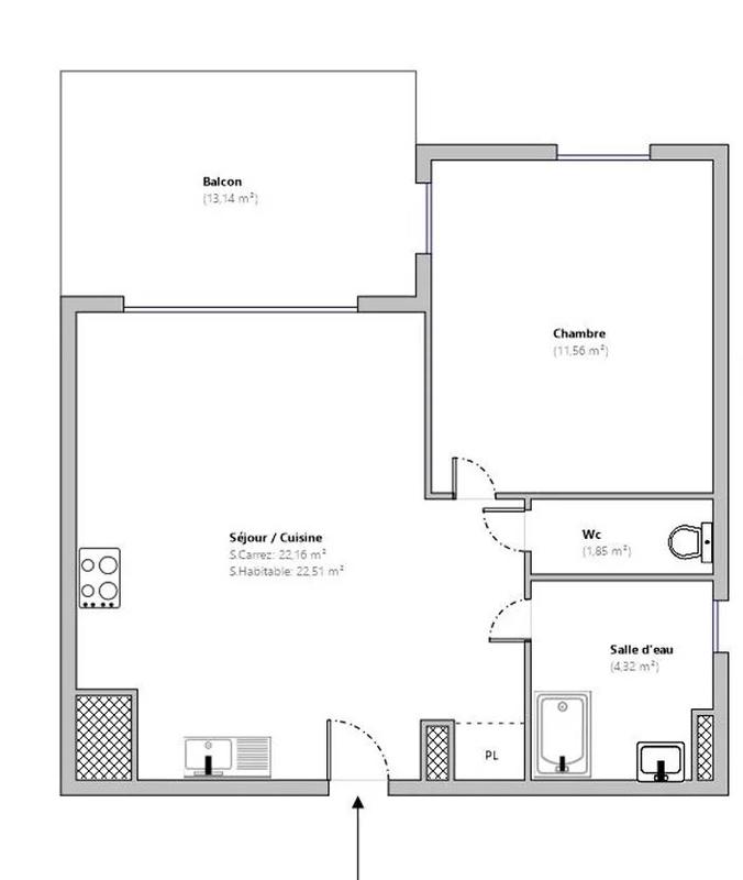 Appartement - 40 m² - 2 pièces