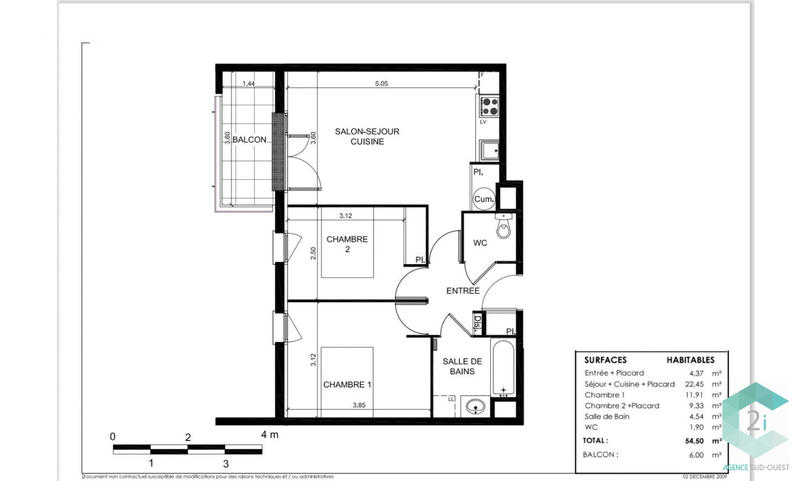 Appartement - 55 m² - 3 pièces