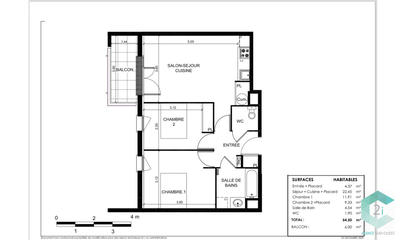 Appartement - 55 m² - 3 pièces