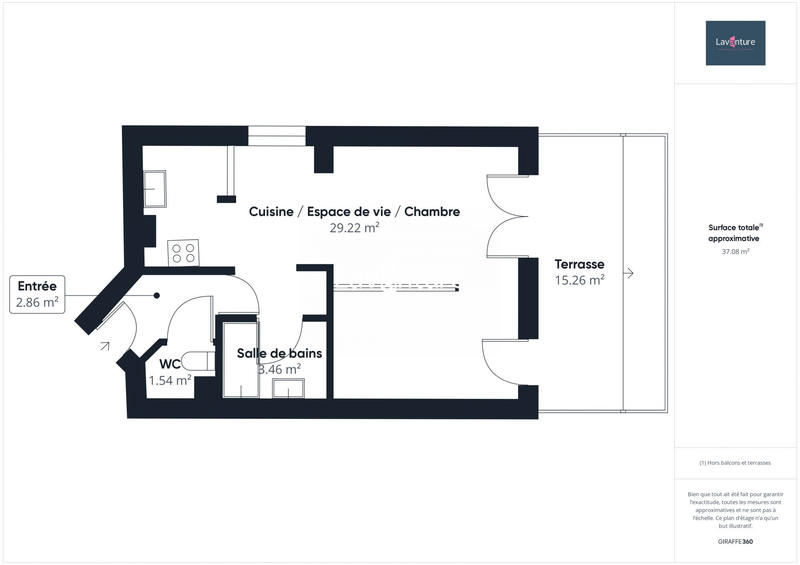Appartement - 37 m² - 2 pièces